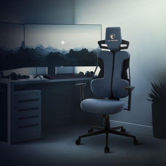 Silla Gaming ML Design Ergonómica Azul con Reposacabezas y Reposabrazos