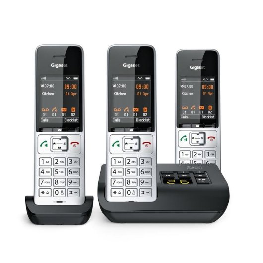 Telefono Gigaset COMFORT 500A Trio Vivavoce 3 Cornette Nero Argento