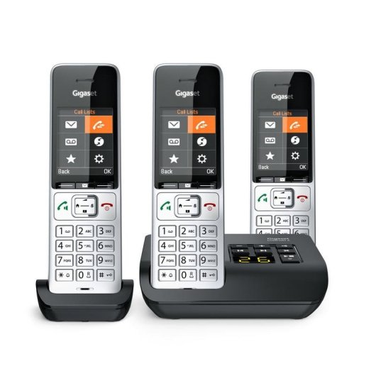 Telefono Gigaset COMFORT 500A Trio Vivavoce 3 Cornette Nero Argento