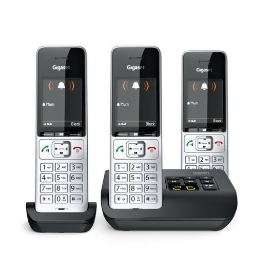 Telefono Gigaset COMFORT 500A Trio Vivavoce 3 Cornette Nero Argento