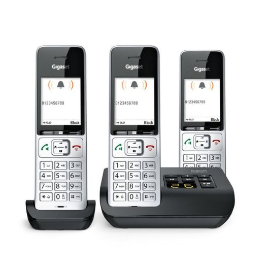 Telefono Gigaset COMFORT 500A Trio Vivavoce 3 Cornette Nero Argento