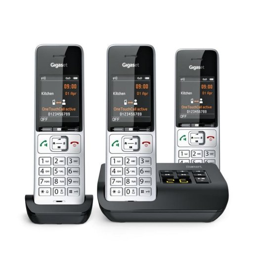 Telefono Gigaset COMFORT 500A Trio Vivavoce 3 Cornette Nero Argento
