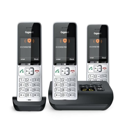 Telefono Gigaset COMFORT 500A Trio Vivavoce 3 Cornette Nero Argento
