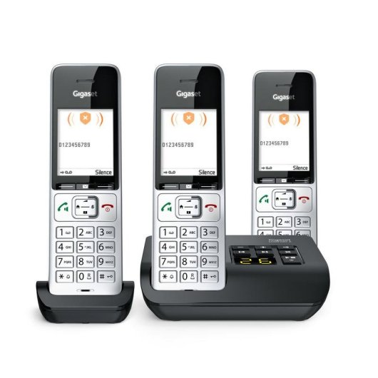 Telefono Gigaset COMFORT 500A Trio Vivavoce 3 Cornette Nero Argento