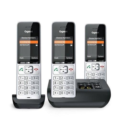 Telefono Gigaset COMFORT 500A Trio Vivavoce 3 Cornette Nero Argento