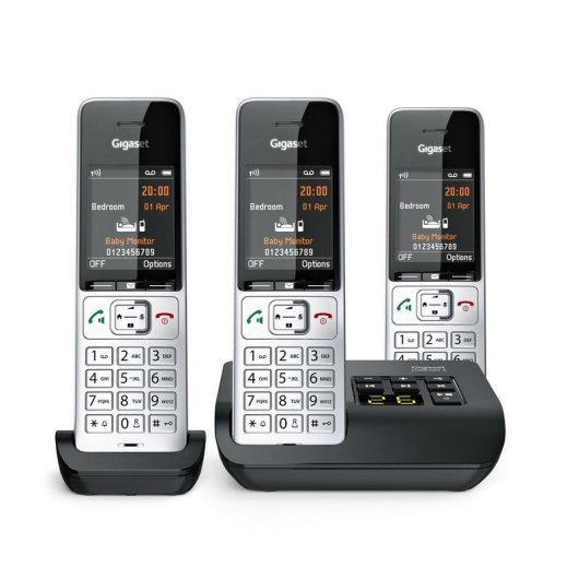 Telefono Gigaset COMFORT 500A Trio Vivavoce 3 Cornette Nero Argento