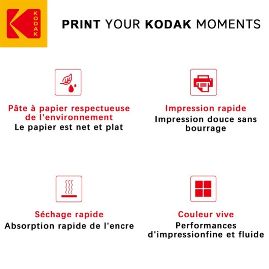 Papel Fotográfico Adhesivo Kodak Snapshot 100 Hojas 102x152mm Acabado Brillante 180g/m²