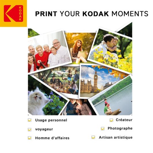 Papel Fotográfico Adhesivo Kodak Snapshot 100 Hojas 102x152mm Acabado Brillante 180g/m²