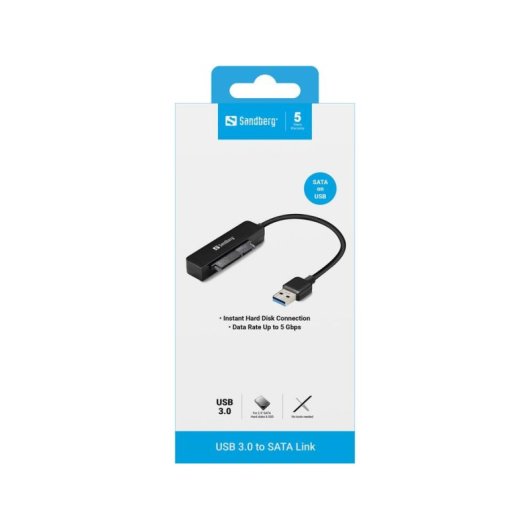 Adapter Sandberg USB 3.0 SATA Schwarz 5 Gbit/s Kompakt 2.5"