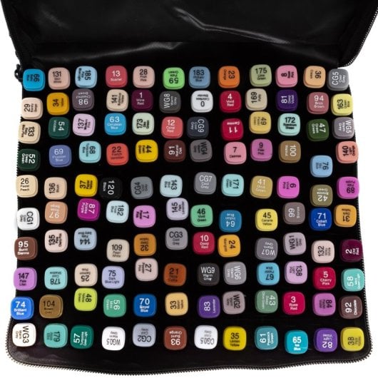 Set de 120 Marqueurs Double Pointe Couleurs Variées Étui Polyester