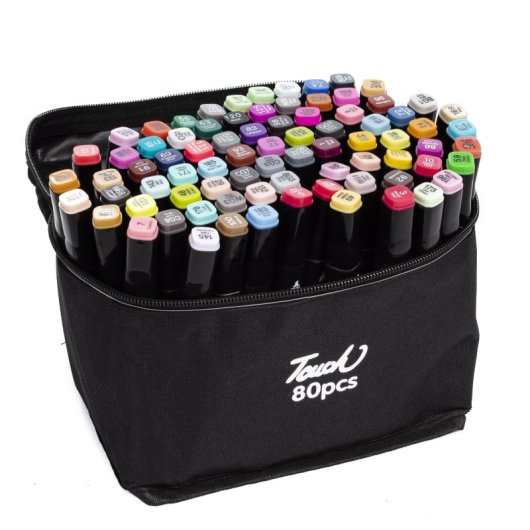 Set De 80 Rotuladores En Colores Variados. Doble Punta: Fina Y Ancha En El Mismo Rotulador.