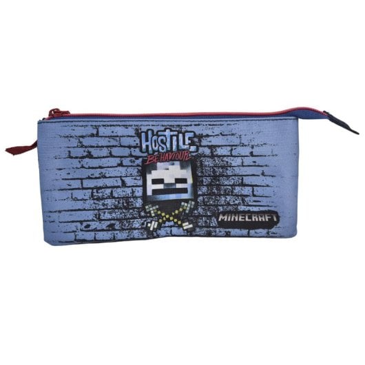 Estuche Minecraft Hostile Behaviour Portatodo Triple Poliéster Resistente