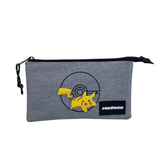 Estuche Pokemon Pikachu Portatodo Triple Poliéster Resistente