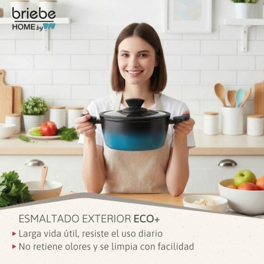 Cacerola Inducción Acero Forjado 20cm Antiadherente Sin Pfoa, Todas Cocinas Fabricada En España, Briebe, Mare, Azul