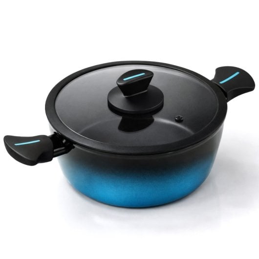 Cacerola Inducción Acero Forjado 24cm Antiadherente Sin Pfoa, Todas Cocinas Fabricada En España, Briebe, Mare, Azul