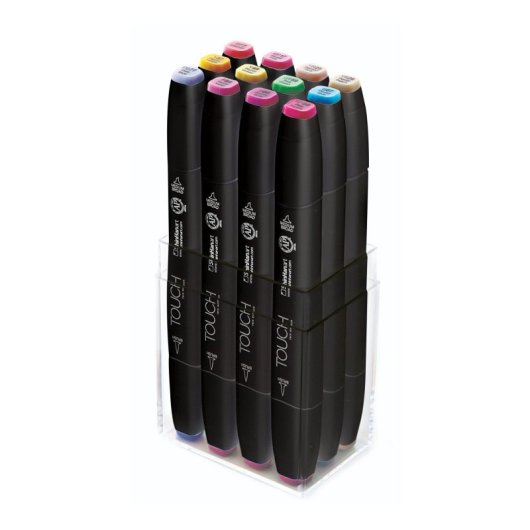 Set De 12 Rotuladores En Colores Variados. Doble Punta: Fina Y Ancha En El Mismo Rotulador.