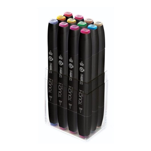 Set De 12 Rotuladores En Colores Variados. Doble Punta: Fina Y Ancha En El Mismo Rotulador.