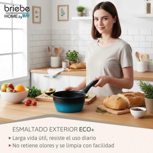 Cazo Inducción Acero Forjado 16cm Antiadherente Sin Pfoa, Todas Cocinas Fabricada En España, Briebe, Mare, Azul