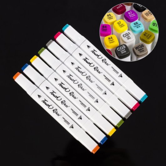 Rotulador Set 48 couleurs double pointe 1 mm 6 mm étui polyester
