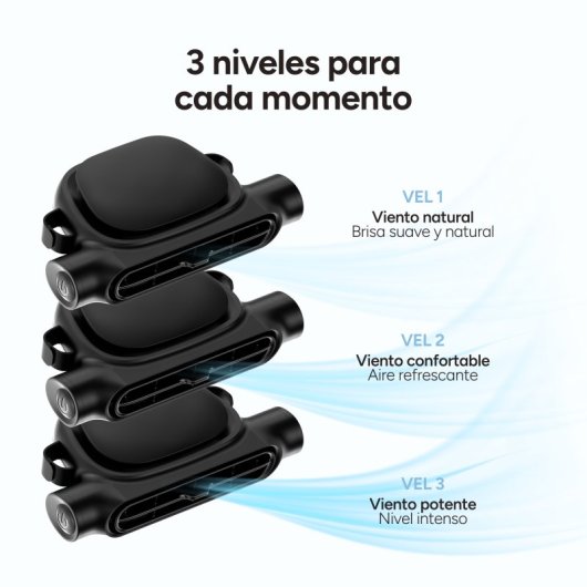 Mini Ventoinha Portátil Ksix Airgo Car USB-C 3 Velocidades 7,2 m/s 3321rpm Recarregável Preta