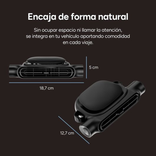 Mini Ventoinha Portátil Ksix Airgo Car USB-C 3 Velocidades 7,2 m/s 3321rpm Recarregável Preta