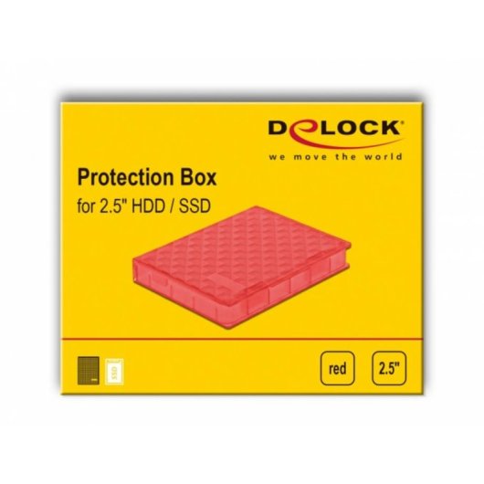Caixa de proteção Delock 2.5" vermelha para disco rígido externo