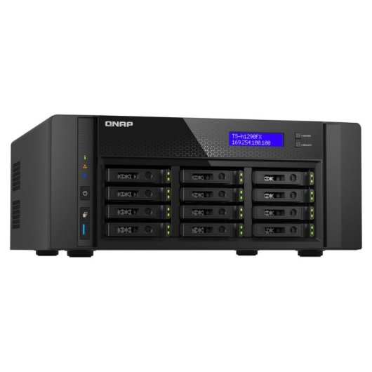 Servidor NAS torre QNAP 12 bahías U.2 NVMe/SATA, AMD EPYC 8 núcleos, 64GB DDR4 ECC, 25GbE, QuTS hero