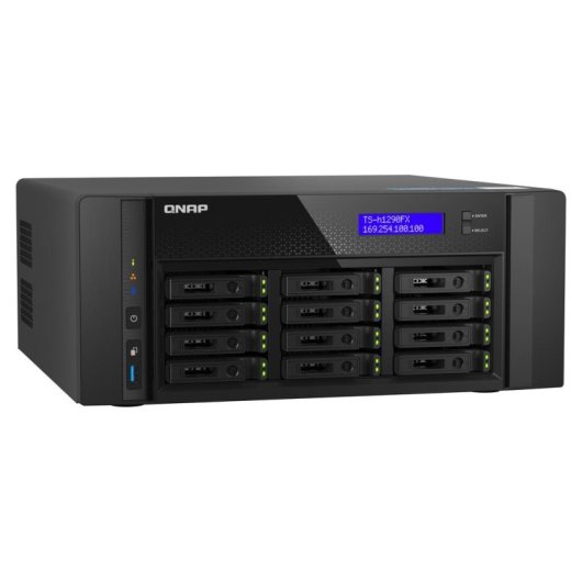 Servidor NAS torre QNAP 12 bahías U.2 NVMe/SATA, AMD EPYC 8 núcleos, 64GB DDR4 ECC, 25GbE, QuTS hero
