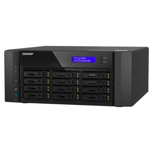 Servidor NAS torre QNAP 12 bahías U.2 NVMe/SATA, AMD EPYC 8 núcleos, 64GB DDR4 ECC, 25GbE, QuTS hero