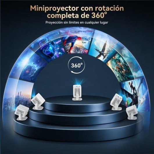 Proyector Huidun PT10 1080p 1500 Lúmenes 120" LED LCD WiFi 6 Bluetooth 5.2 Smart Portátil