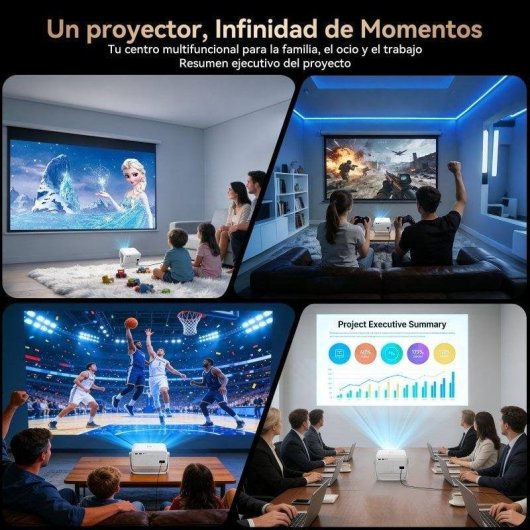 Proyector Huidun PT10 1080p 1500 Lúmenes 120" LED LCD WiFi 6 Bluetooth 5.2 Smart Portátil