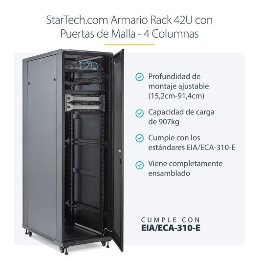 Armario Rack StarTech.com 42U con Ruedas y Profundidad 36"