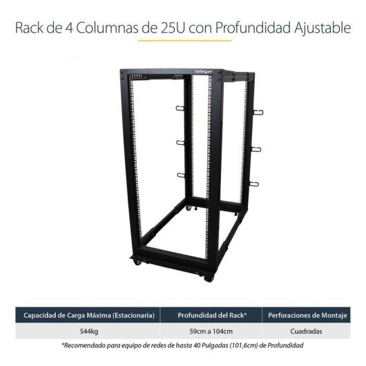 Rack StarTech.com 4POSTRACK25U 25U 4 colunas móvel aço preto
