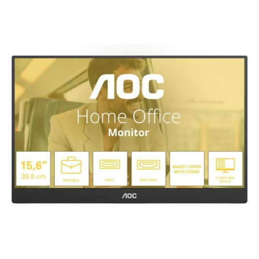 Ecran PC AOC 16T20E2 15,6" Full HD 60Hz IPS Portable USB-C HDMI 4ms
