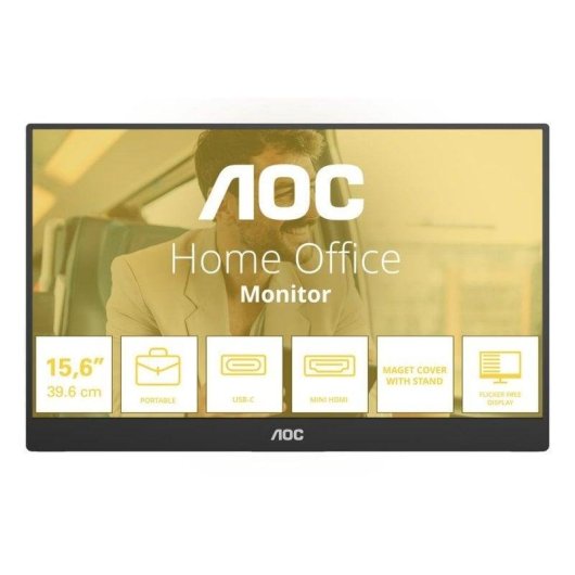 Monitor AOC 16T20E2 15,6" FullHD 60Hz IPS USB-C Mini HDMI Lautsprecher 4ms