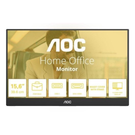 Monitor AOC 16T20E2 15,6" FullHD 60Hz IPS USB-C Mini HDMI Lautsprecher 4ms