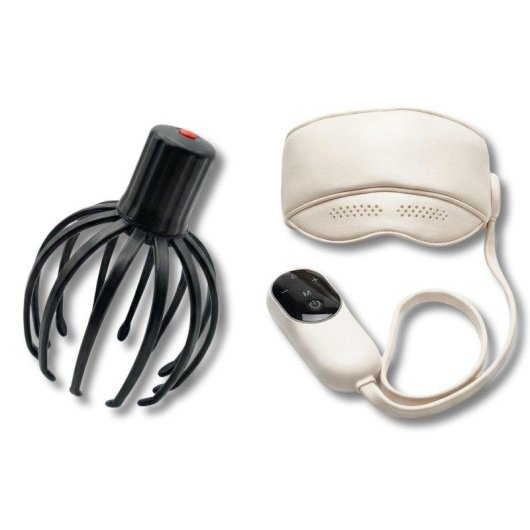 Pack de Relajación BODYLIFE Cráneo & Mirada con Masajeador 360° y Máscara Calefactable