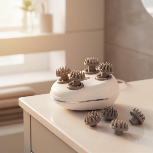 Elektrischer Masseur BODYLIFE 3D 4 Silikonkoepfe Rotes Licht