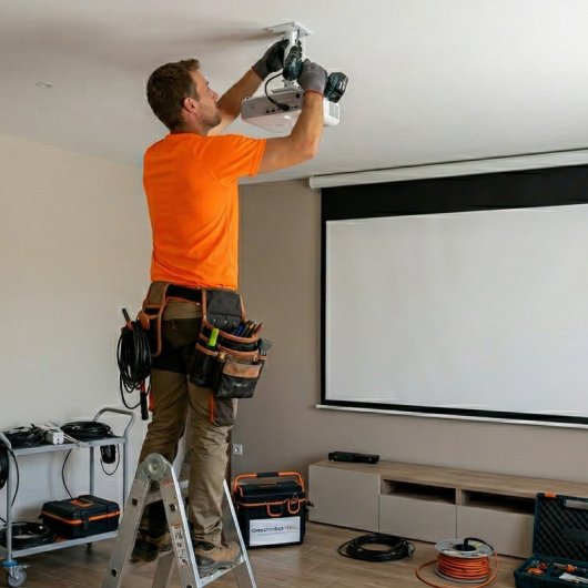 Instalación de proyector y pantalla en domicilio