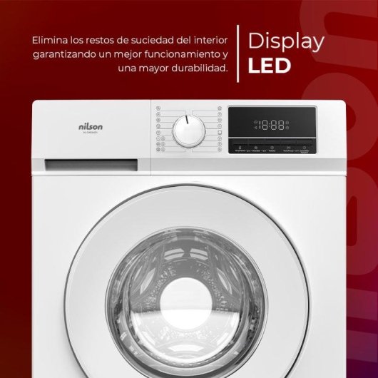 Lavadora Nilson NL12400AIDV Carga Frontal 12 Kg 1400 rpm A Blanca Big Door Display Vapor