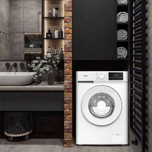 Lavadora Nilson NL12400AIDV Carga Frontal 12 Kg 1400 rpm A Blanca Big Door Display Vapor