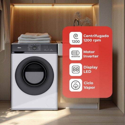 Lavadora Nilson NL6200AI Carga Frontal 6 Kg 1200 rpm A Blanca Vapor Big Door