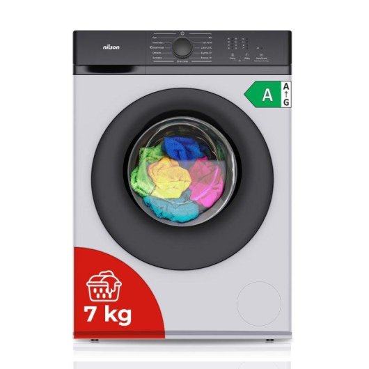 Lavadora Nilson NL7201AI Carga Frontal 7 Kg 1200 rpm A Blanca Big Door Vapor