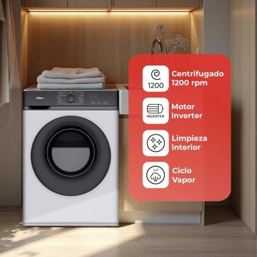 Lavadora Nilson NL7201AI Carga Frontal 7 Kg 1200 rpm A Blanca Big Door Vapor