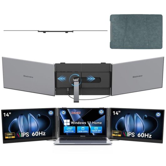 Monitor Blackview DCM6 Pro 14" FullHD 60Hz IPS Ultrafino Dual USB-C Altavoz TÜV