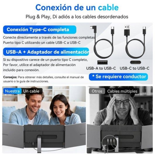 Monitor Blackview DCM6 Pro 14" FullHD IPS 60Hz Ultrafino Dual USB-C Altavoz Bajo Luz Azul