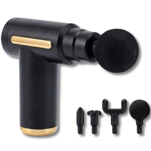 Pistola de Masaje de Percusión BODYLIFE Compacta, 6 Velocidades, 4 Cabezales