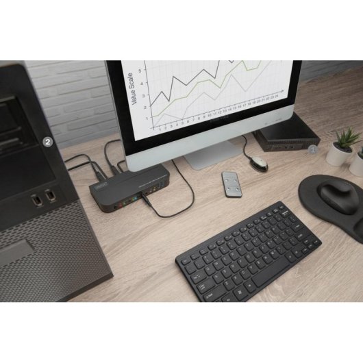 KVM Switch Digitus 2x1 HDMI 4K 60Hz USB Audio Metall