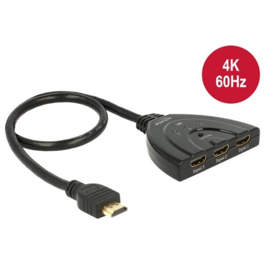 Comutador HDMI Delock 18600 3 Entradas 1 Saída 4K UHD