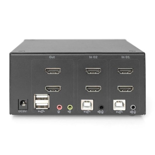 KVM Switch Digitus 2 Port Dual Display HDMI 4K USB Metallgehäuse